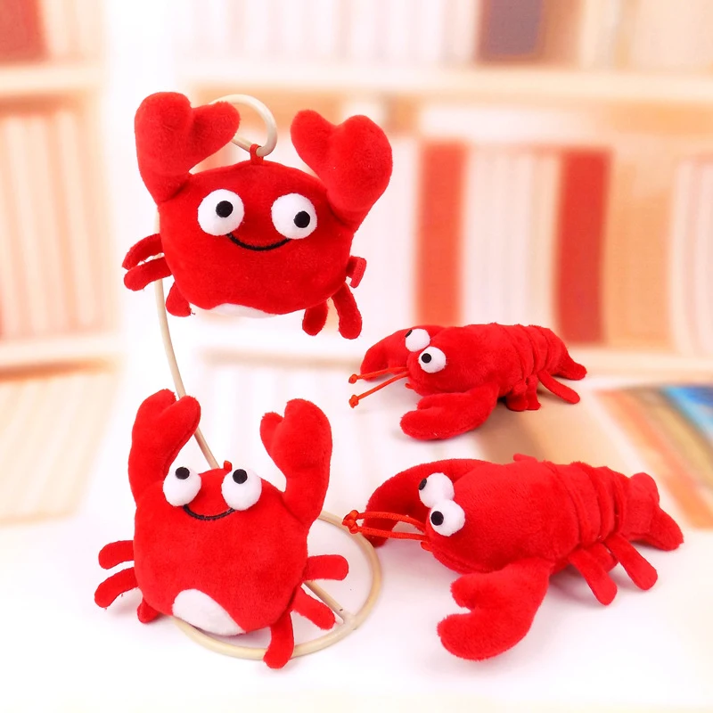 Funny Doll Keychain Red Lobster Plush Toys Pendant Crab Stuffed Animal PP Cotton Toy Cartoon Plush Pendant Schoolbag Decoration