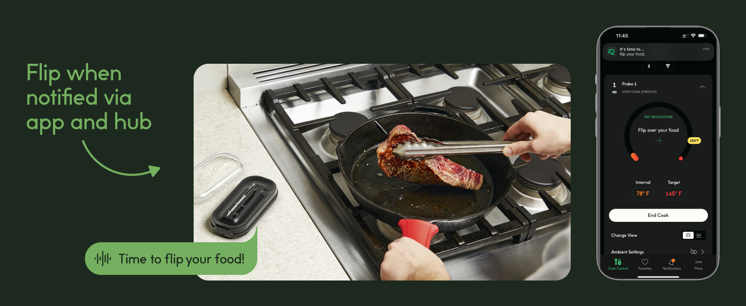 flip when notified via app and hub