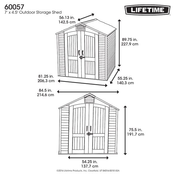 7 ft. W x 4 ft. 7 in. D Plastic Storage Shed