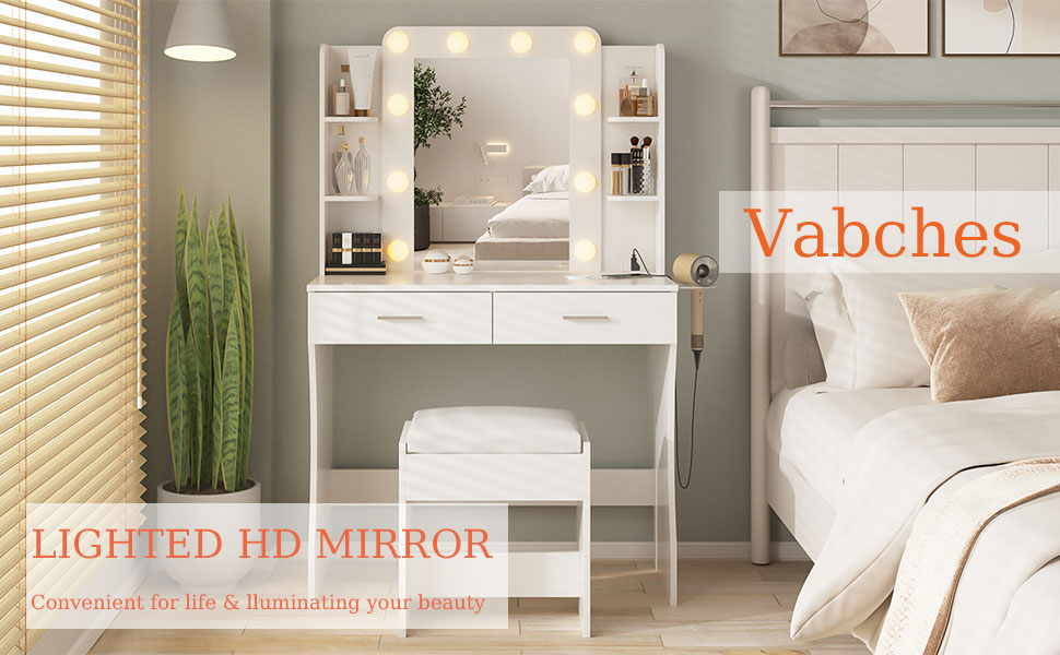 Makeup Vanity with Lights and Drawers