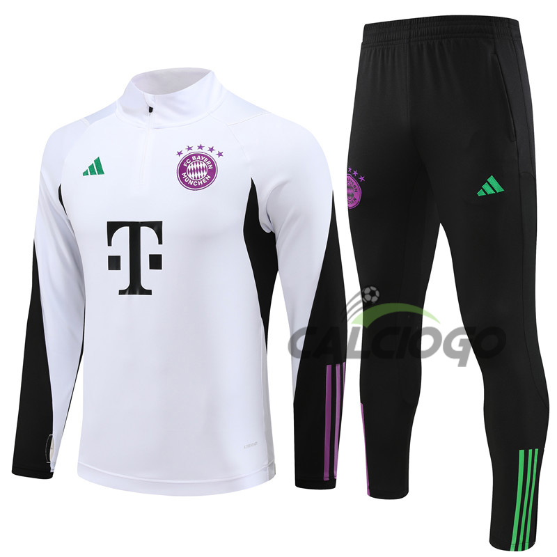 Tuta Calcio Bayern Monaco Felpa Bianco 2023-2024