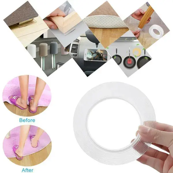 1pc heavy duty double sided tape reusable traceless strong sticky multipurpose removable washable for home office car details 4