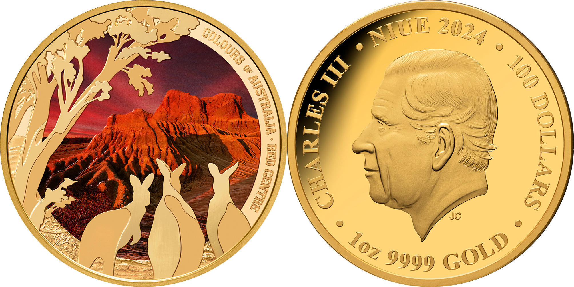 Niue 100$ 2024 1 oz Gold Coin Colours of Australia - Red Centre Proof |  MA-Shops