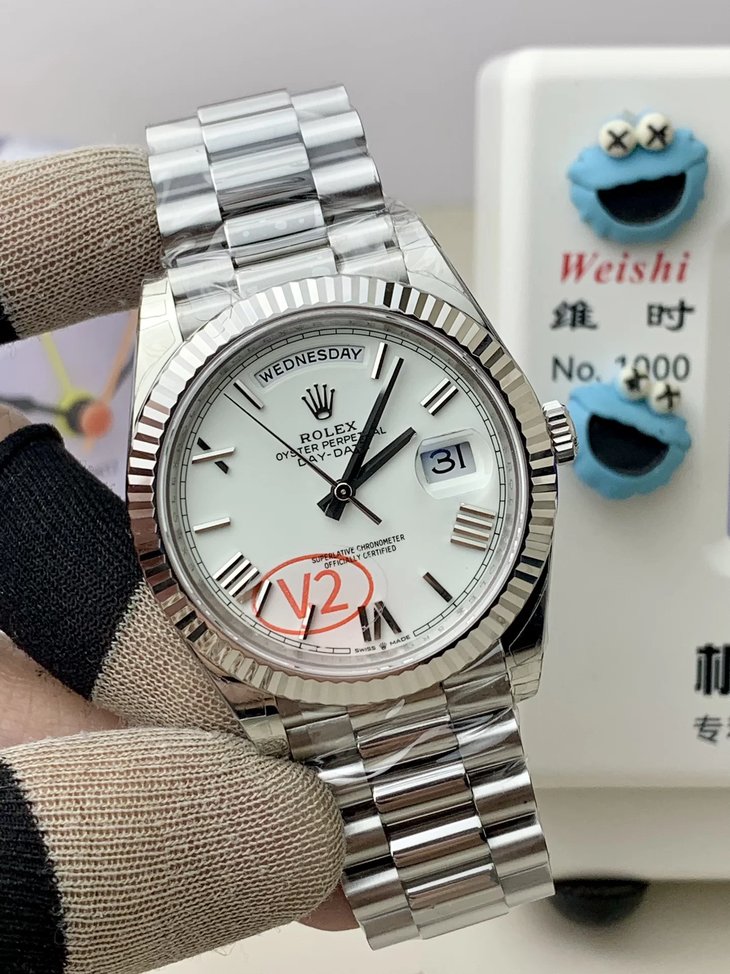 GYL Rolex Day-Date 40mm White Roman Dial Fluted Bezel President Bracelet (228239) 11 Super Clone – DD3255 Movement-GYL-GaiYalun