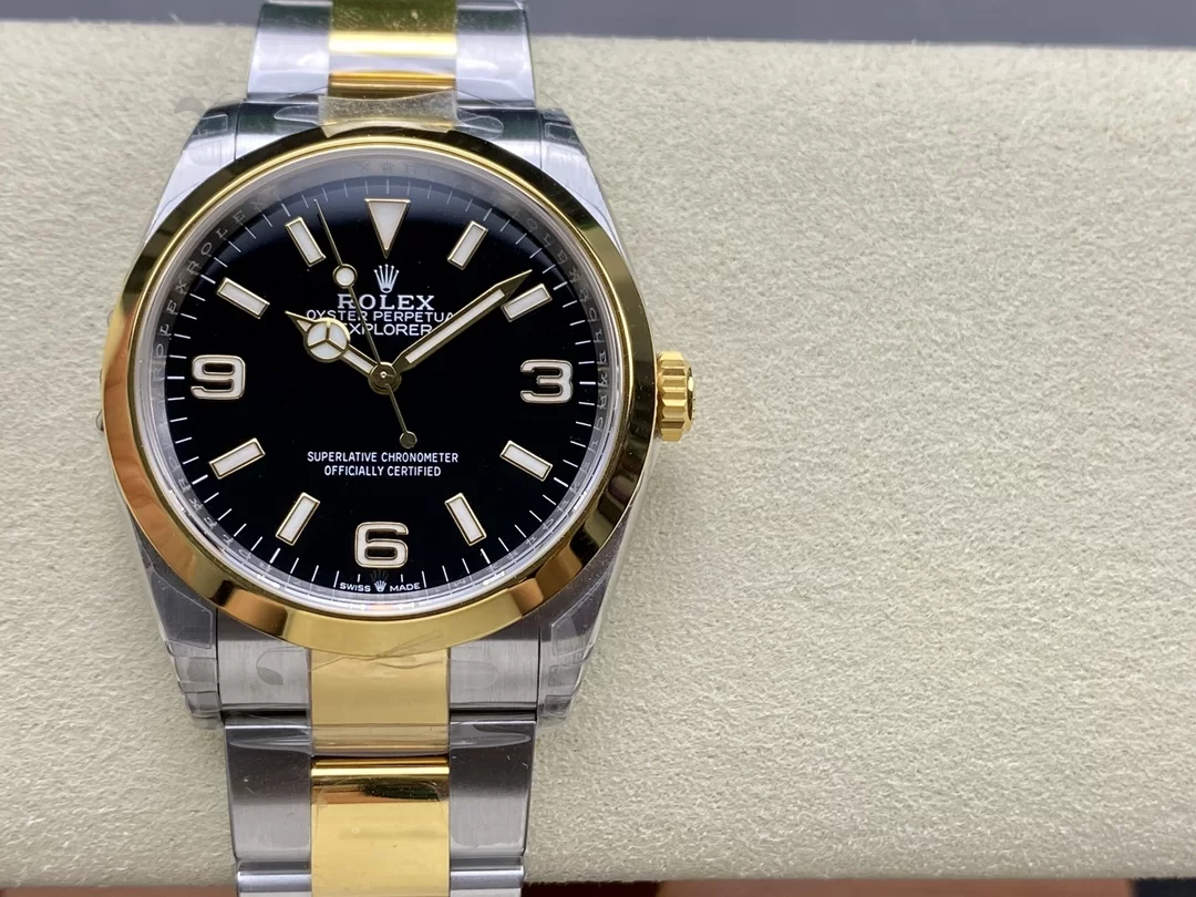 GYL Rolex Explorer 36mm Two-Tone Yellow Gold Black “3-6-9” Dial Smooth Bezel Oyster Bracelet (124273) 1:1 Super Clone – DD3230 Movement-GYL-GaiYalun