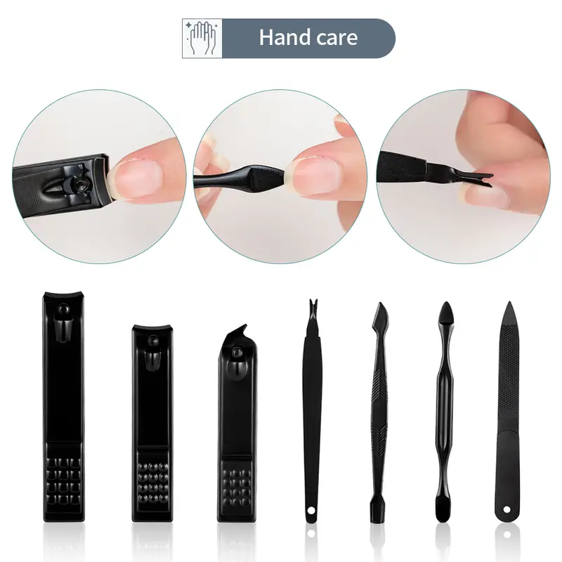 classic black manicure set hand feet facial stainless steel accessories 5 choices details 9