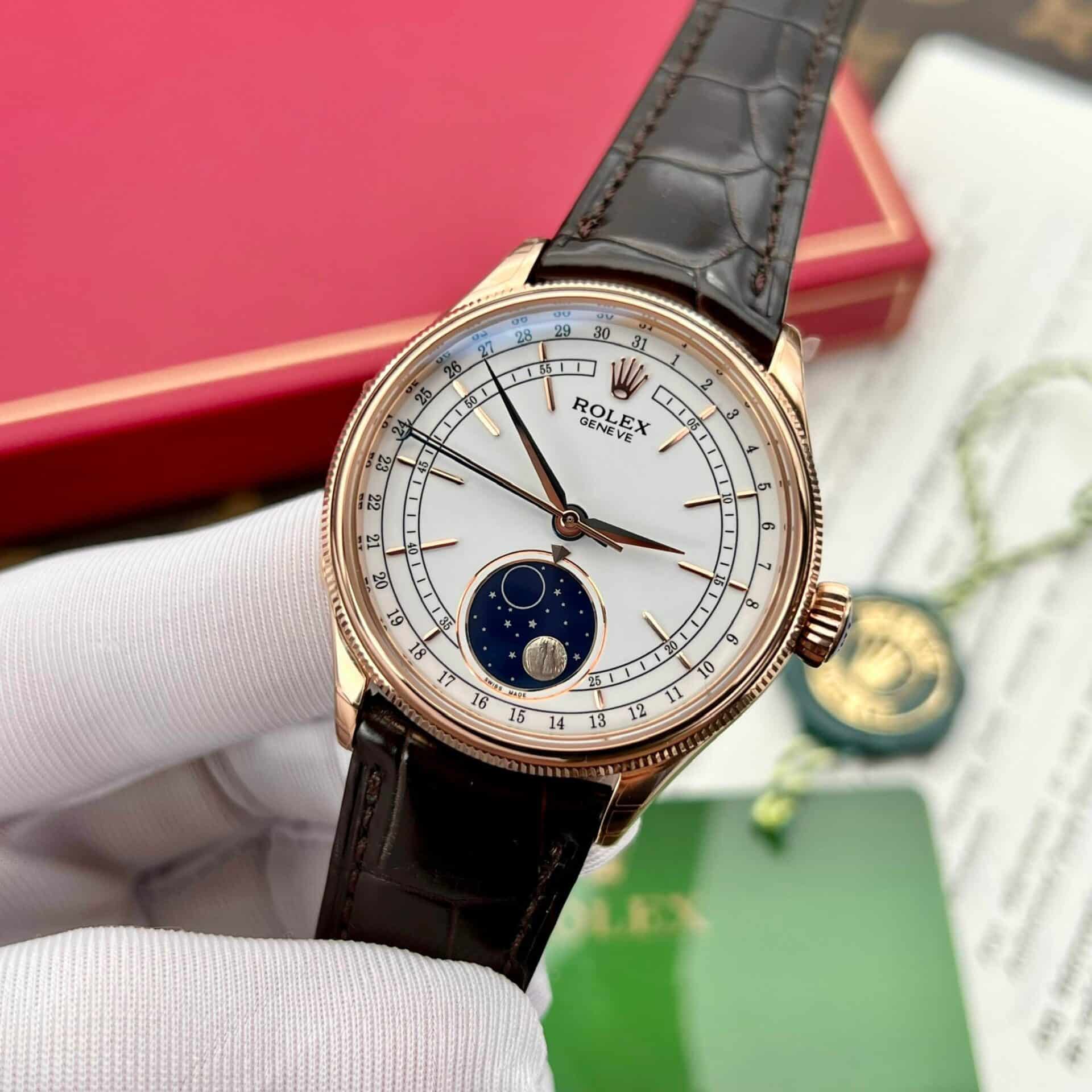 GYL Rolex Cellini Moonphase 50535 Rose Gold Leather Best Replica 39mm-GYL-GaiYalun