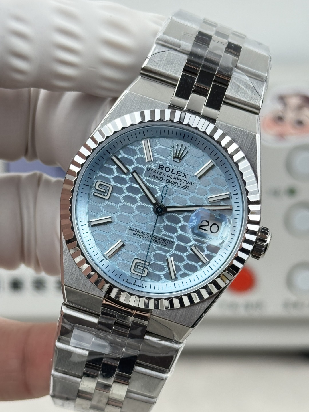 GYL Rolex Land-Dweller 127236-0001 Ice-blue Honeycomb-Motif Dial Best Replica BPF 36mm-GYL-GaiYalun