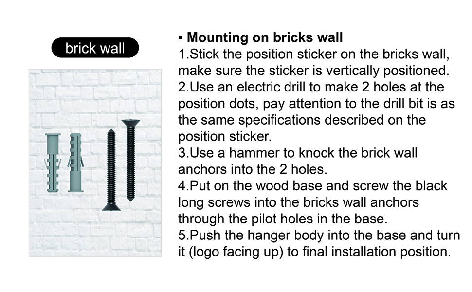 mount hanger on bricks wall