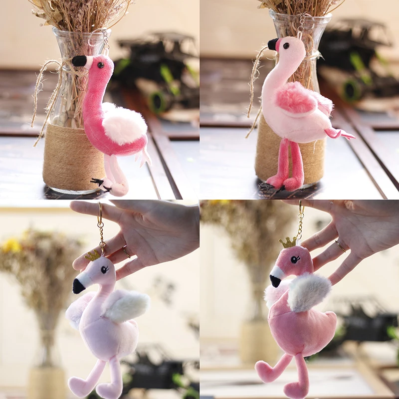 Cartoon Flamingo Doll Keychains Flamingo Plush Soft Stuffed Animal Toy Small Keychain Pendant Handbag Charms Girl Gift Bag Decor