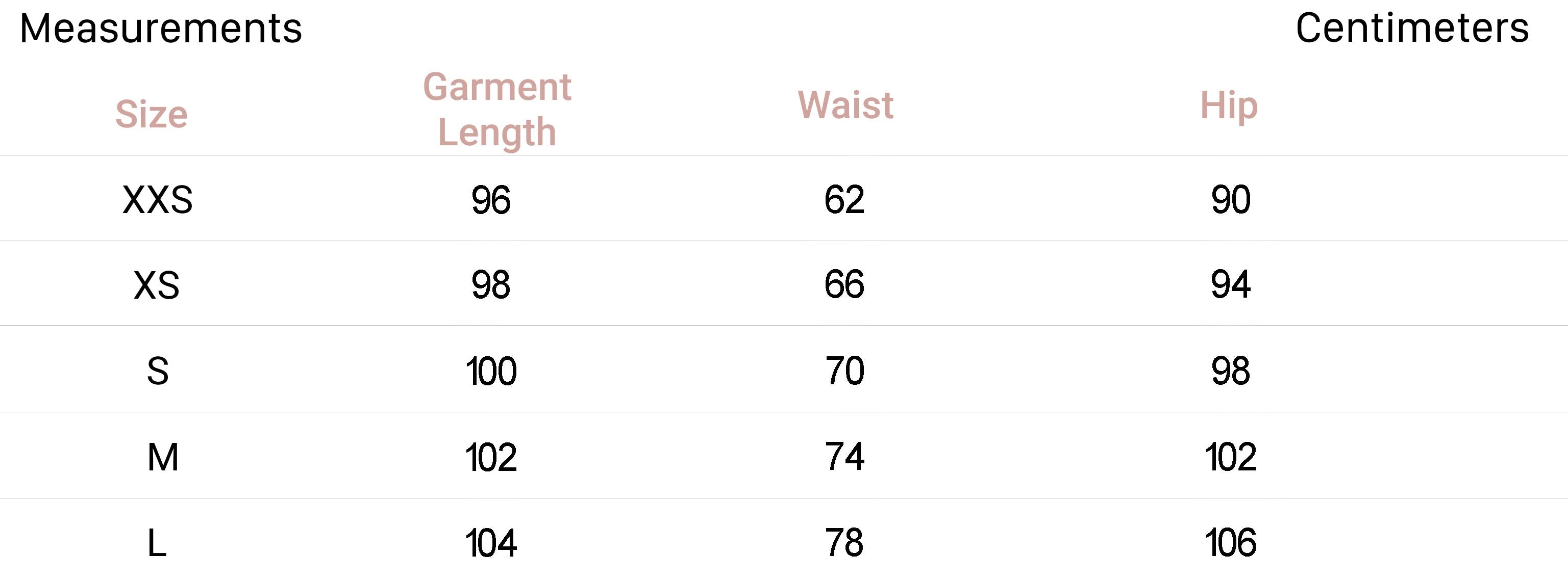 Measurements for Reign Wool Pants in Oatmeal