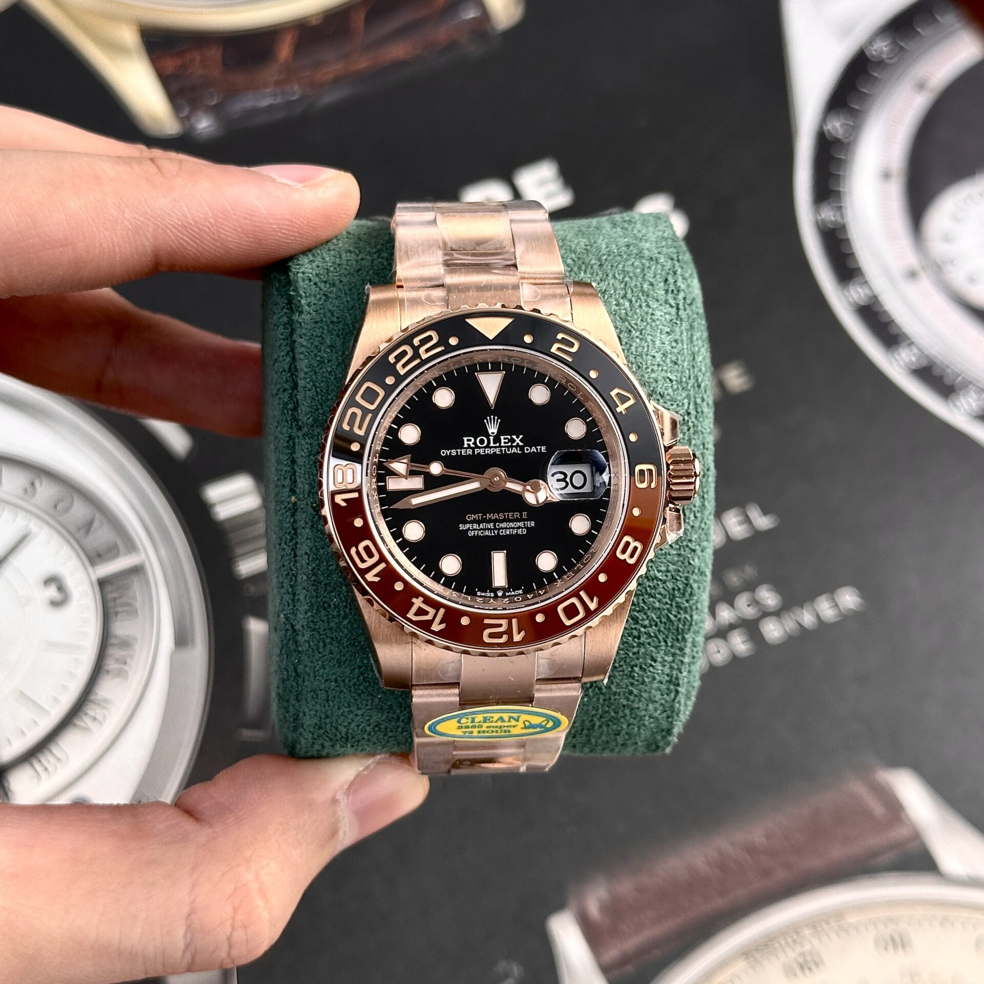 GYL Rolex GMT-Master II Root Beer Rose Gold Black Dial Top Quality Replica Clean Factory 40mm-GYL-GaiYalun
