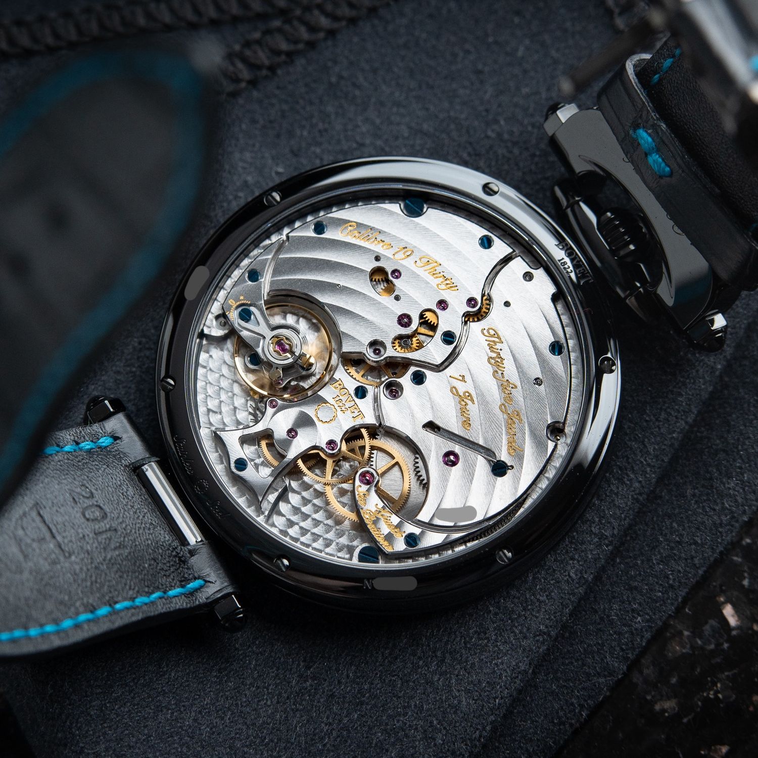 Bovet 19Thirty Fleurier UNWORN Dubai Limited Edition 1 of 60 Turquoise Great Guilloche DLC Black