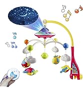 Mini Tudou Musical Baby Crib Mobile Toy with Lights and Music, Star Projector Function and Cartoo...