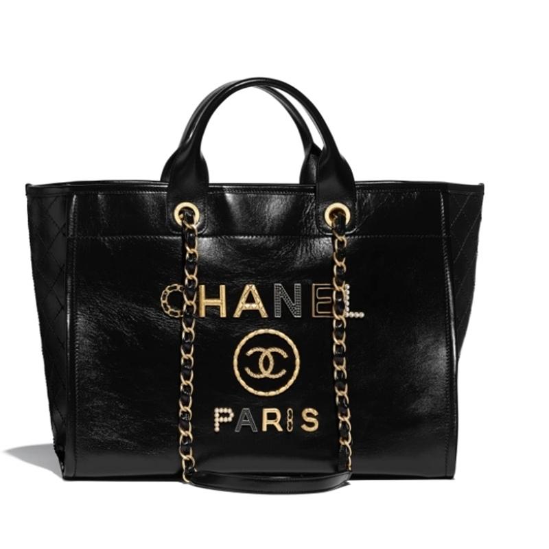 【CHANEL】シャネル☆ラージ トート カーフ　黒　CC ロゴ A66941