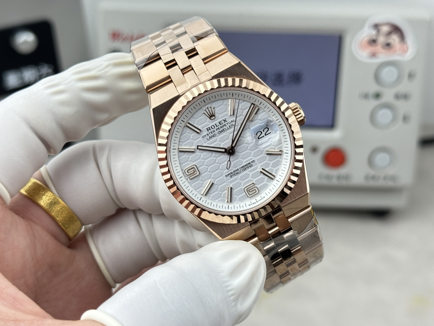 GYL Rolex Land-Dweller 127235-0001 Rose Gold White Honeycomb-Motif Dial Best Replica BPF 36mm-GYL-GaiYalun