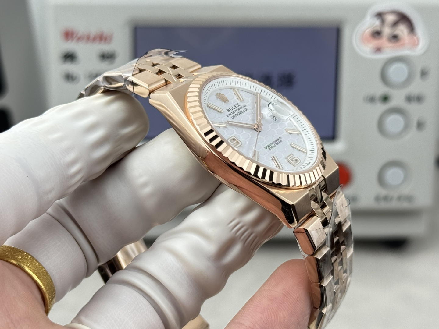 GYL Rolex Land-Dweller 127235-0001 Rose Gold White Honeycomb-Motif Dial Best Replica BPF 36mm-GYL-GaiYalun