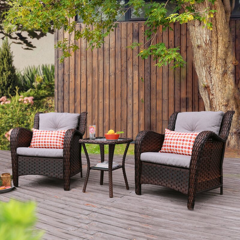 Jann Wicker/Rattan 2 Person Seating Group with Cushions