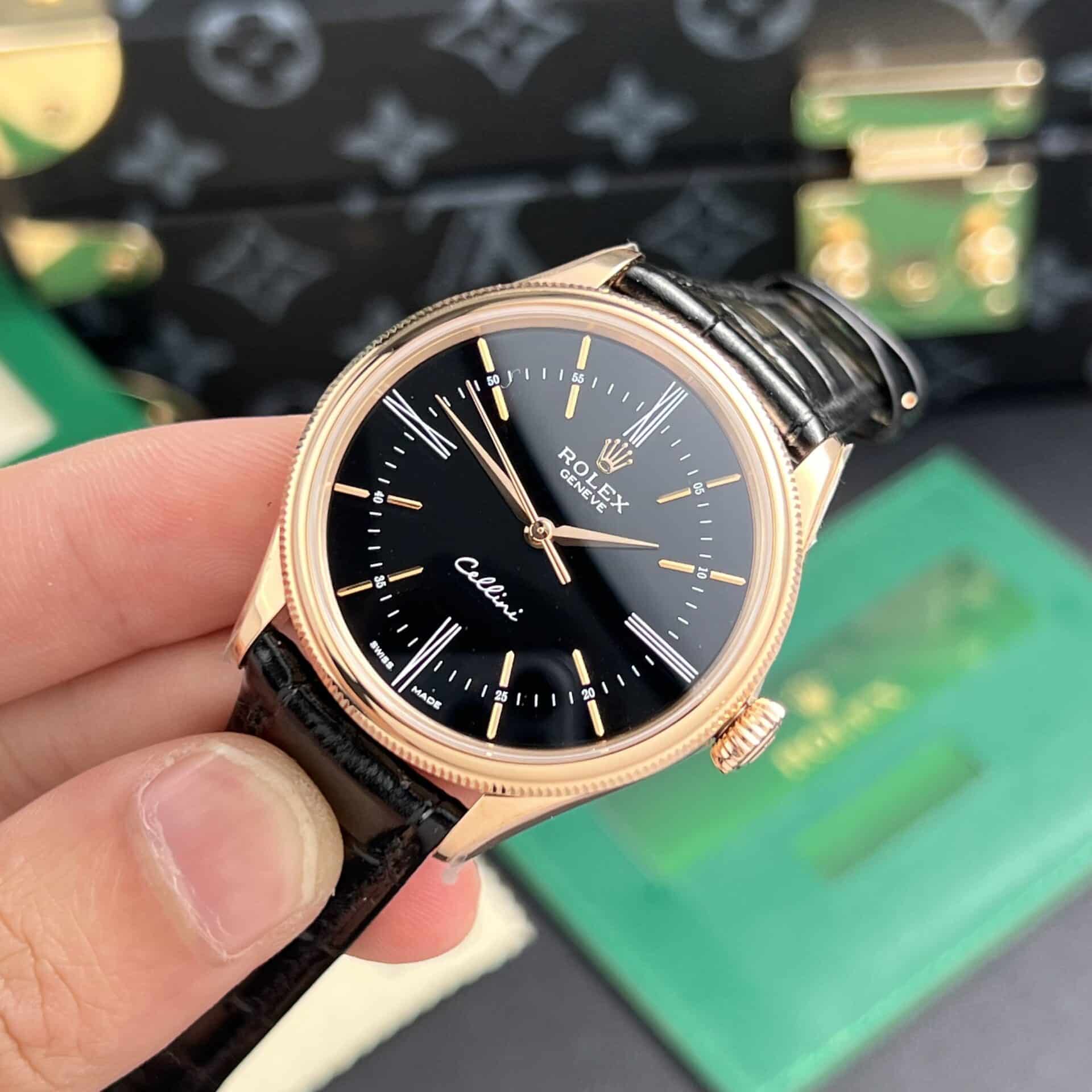 GYL Rolex Cellini Time 50505 Rose Gold Black Dial Best Replica 39mm-GYL-GaiYalun