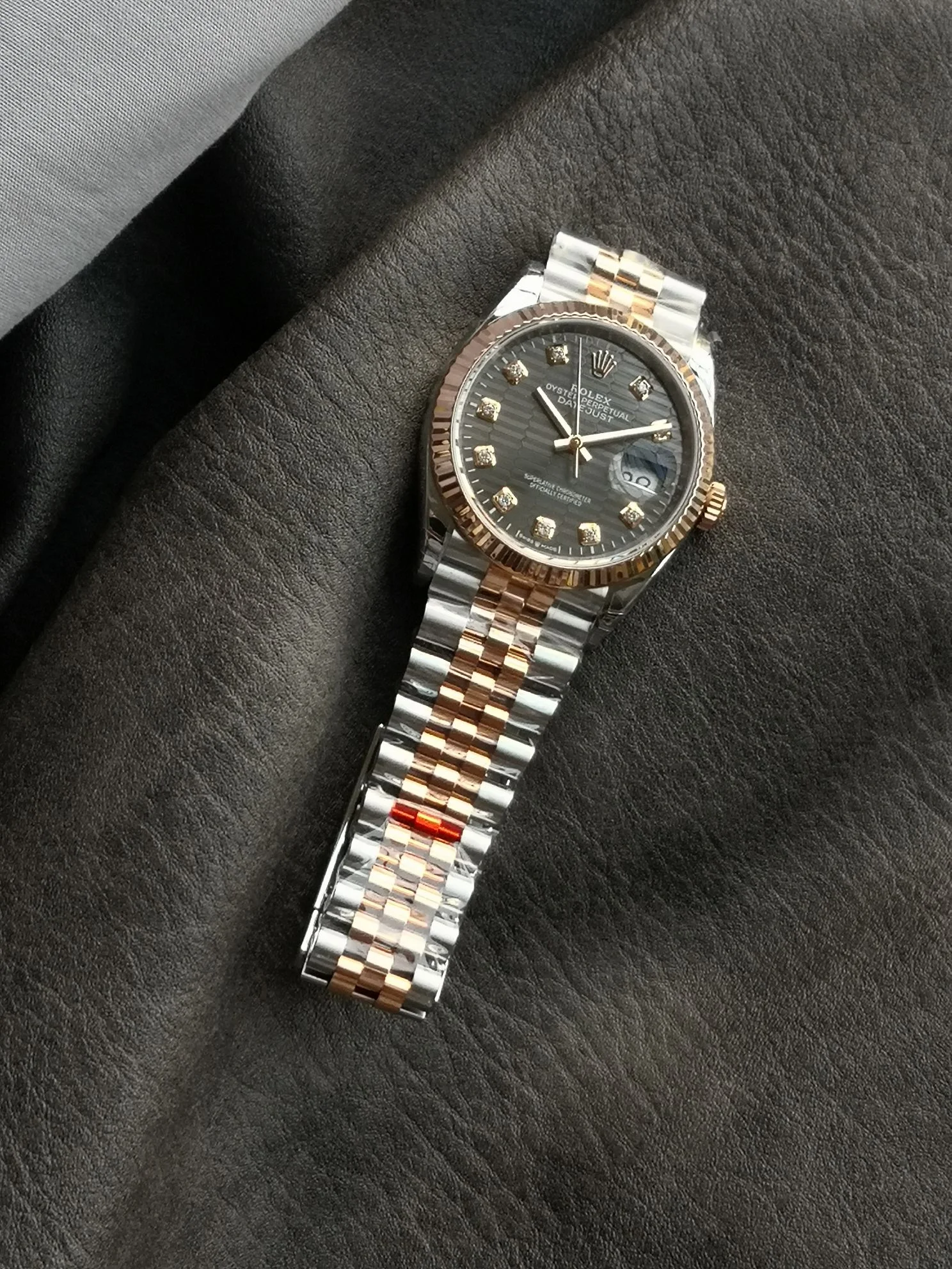 GYL Rolex Datejust 36 Two-Tone Everose Gold Slate Grey Fluted Motif Diamond Dial (126231) 11 Super Clone – DD3235 Movement-GYL-GaiYalun
