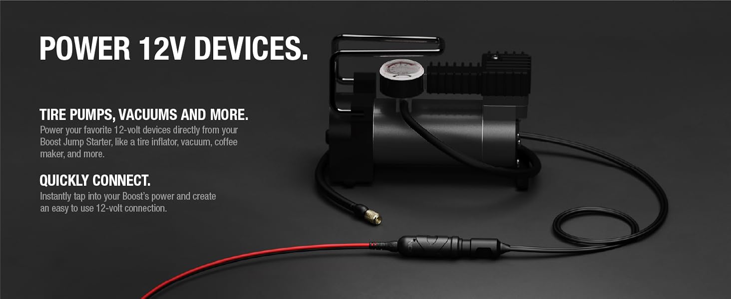 Power 12V devices. Power 12V devices like tire inflators, vacuums and more.