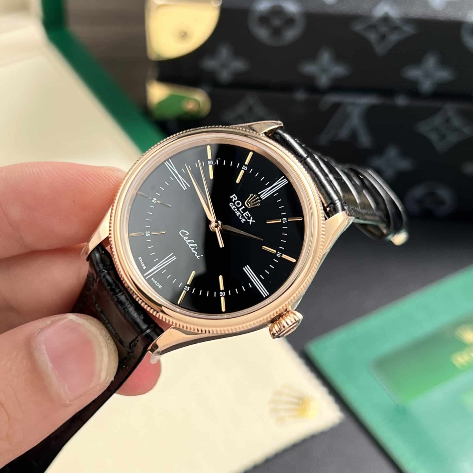 GYL Rolex Cellini Time 50505 Rose Gold Black Dial Best Replica 39mm-GYL-GaiYalun