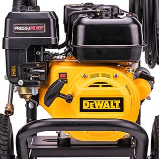 The DEWALT 208cc engine has a low oil shutdown feature.