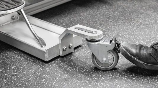 Fully adjustable casters and kickstand tray for a customized feel