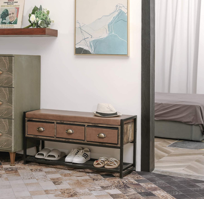 Xcosrack Industrial Shoe Bench Rack, 3Tier Shoe Storage Organizer