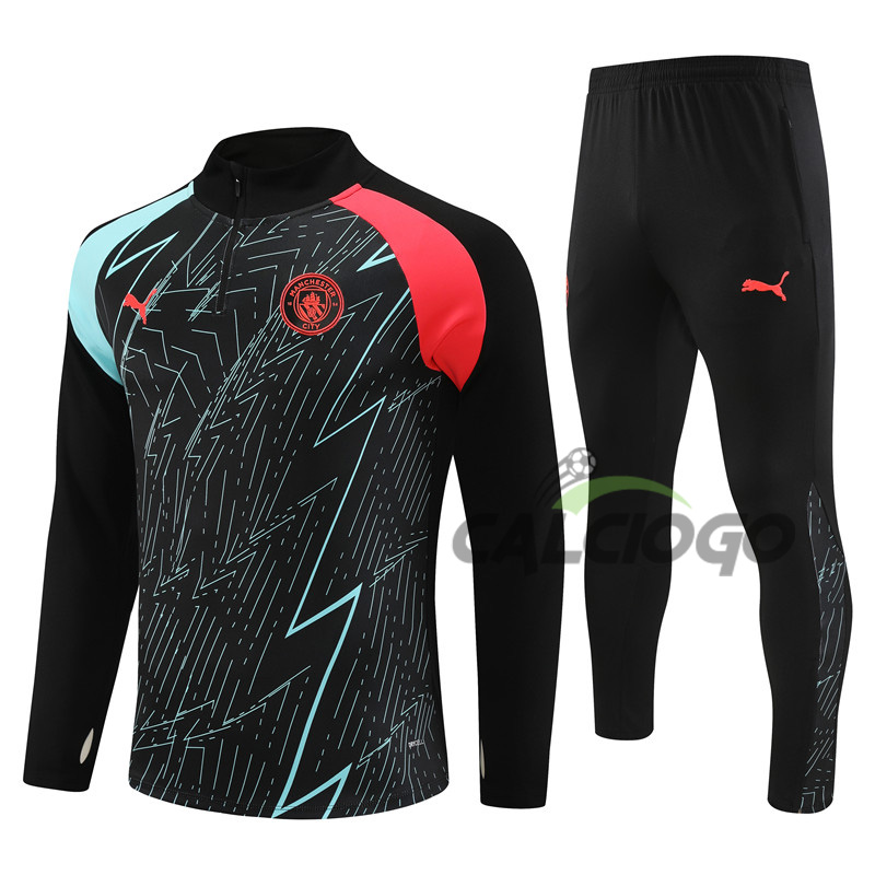 Tuta Calcio Manchester City Felpa Nero 2023-2024