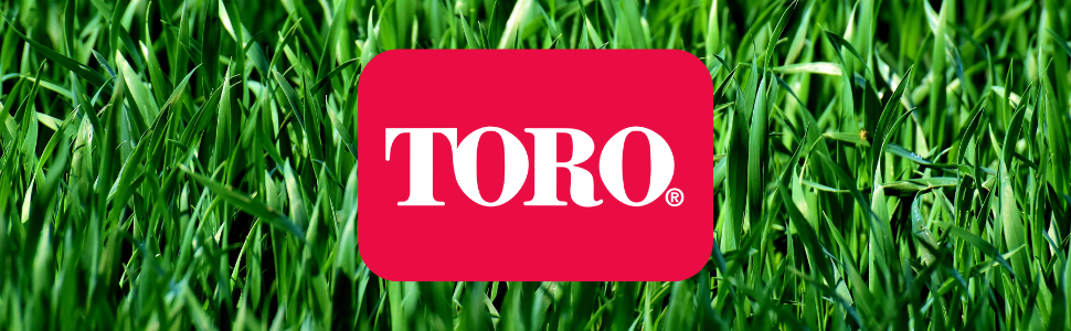 Toro logo in front of a grass close up