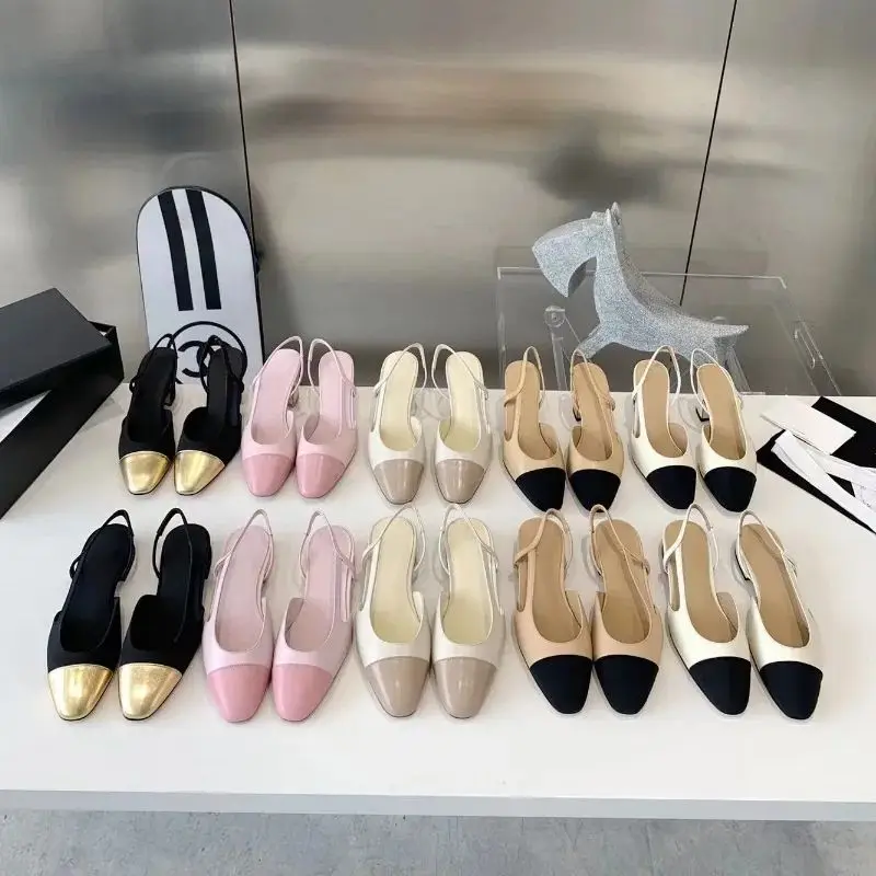 High quality high heeled large size women's single shoes, summer genuine leather square toe thick heels, back hollow sandals