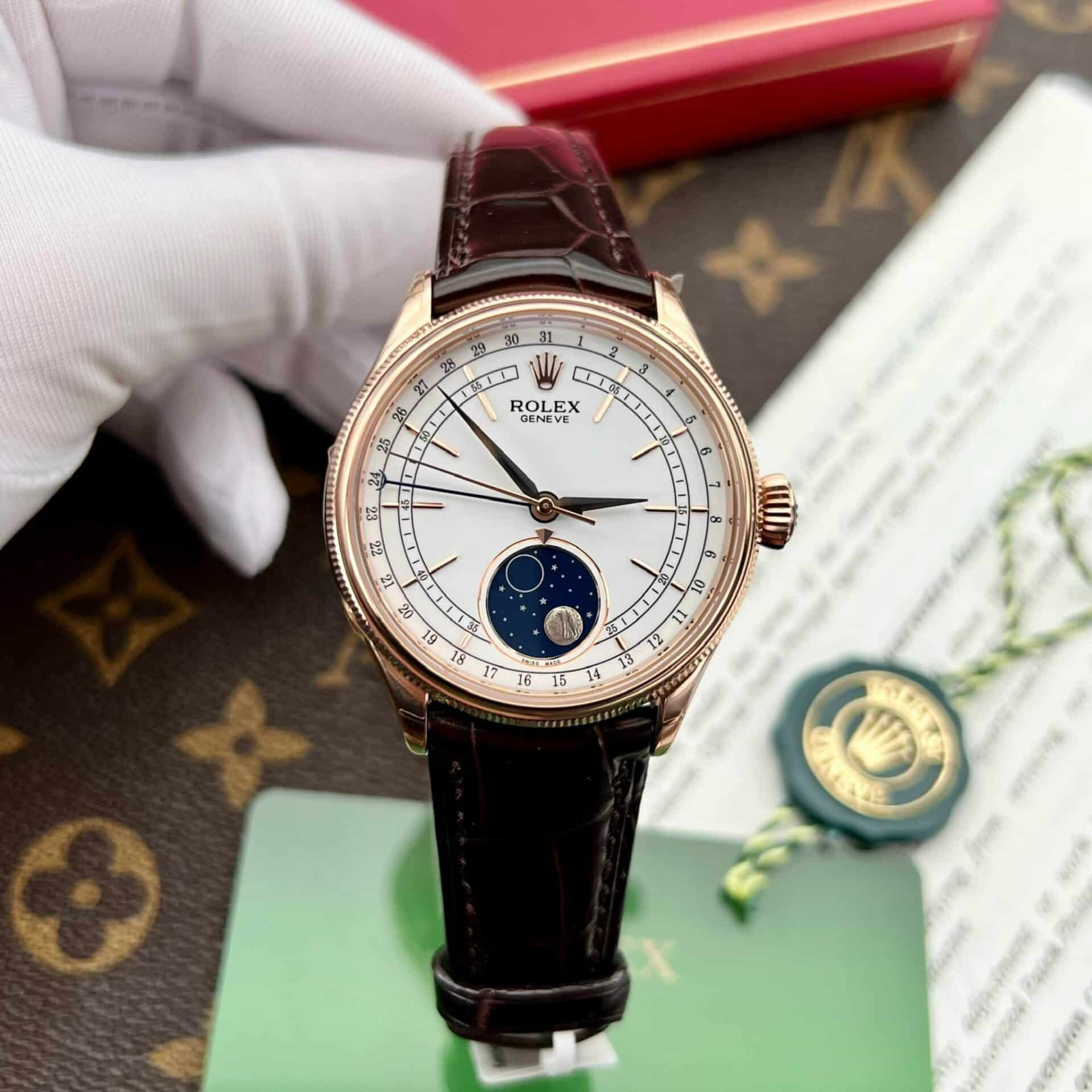 GYL Rolex Cellini Moonphase 50535 Rose Gold Leather Best Replica 39mm-GYL-GaiYalun