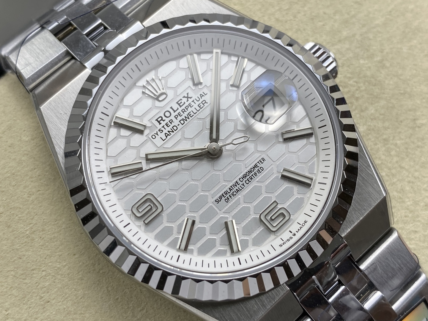 GYL Rolex Land-Dweller 127234 White Honeycomb-Motif Dial Jubilee Bracelet Replica 36mm-GYL-GaiYalun