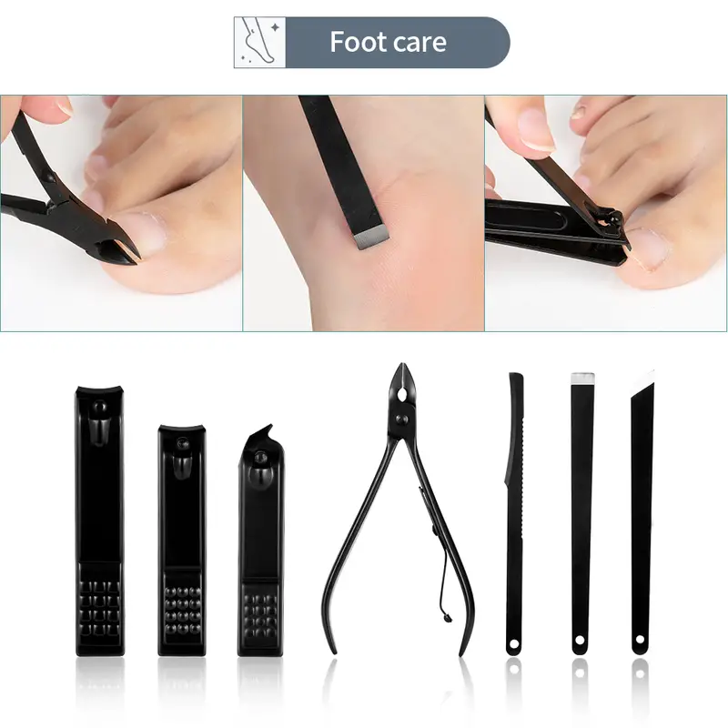 classic black manicure set hand feet facial stainless steel accessories 5 choices details 7