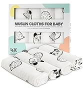 Organic Cotton Baby Muslin Cloths - Set of 4 Muslin Cloths for Baby 80x80 cm 100% Organic Cotton ...