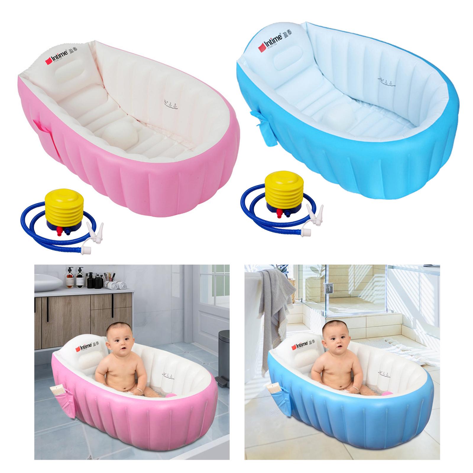 Inflatable Baby Bathtub with Air Pump with Water Level Foldable PVC Lightweight Inflatable Swimming Pool for Toddler Baby Home