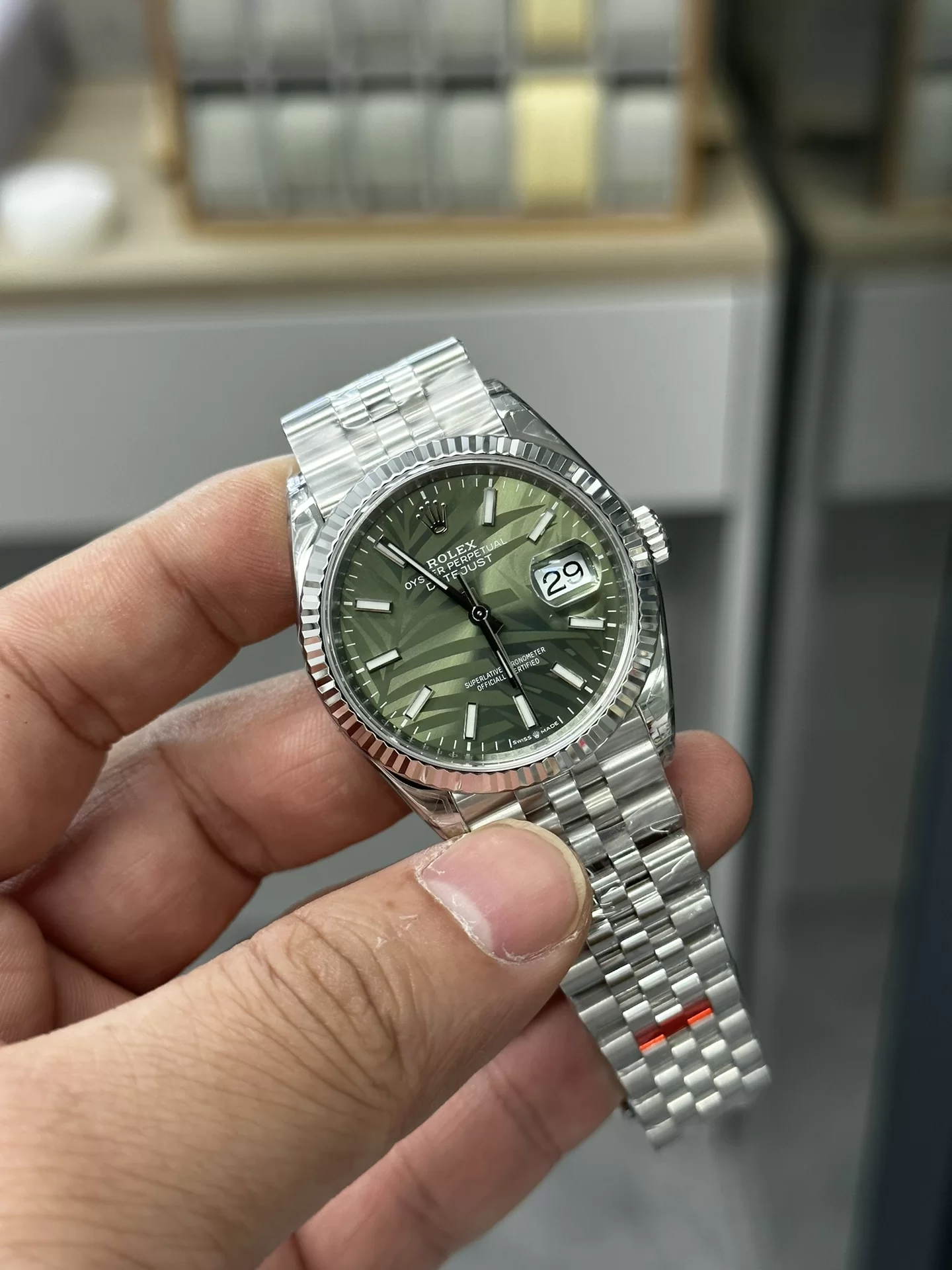 GYL Rolex Datejust 36mm Olive Green Palm Motif Dial Jubilee Bracelet (126234) 11 Super Clone – DD3235 Movement-GYL-GaiYalun