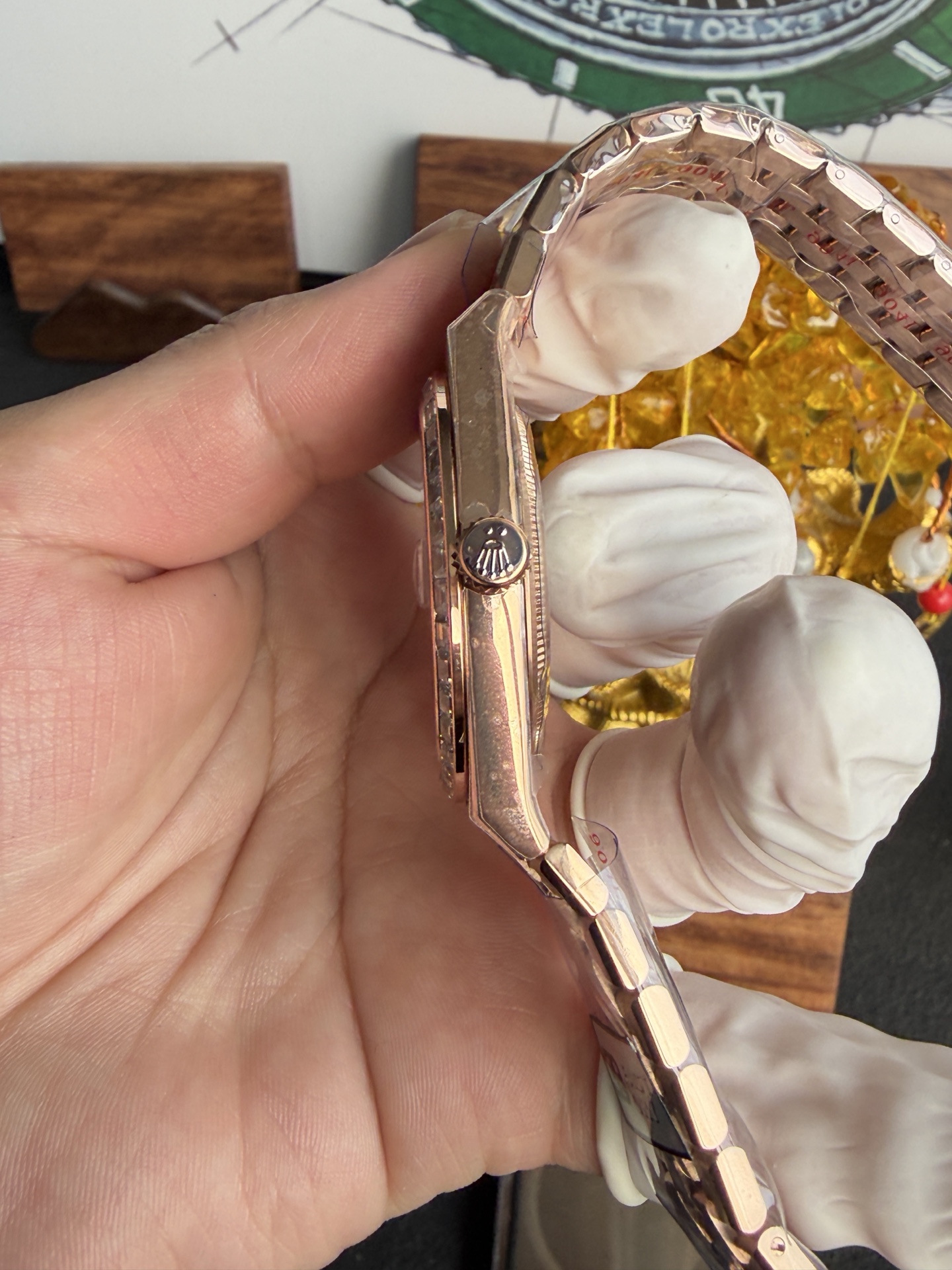 GYL Rolex Land-Dweller 127385TBR-0003 Rose Gold White Honeycomb-motif Diamond-set Dial Best Replica BPF 40mm-GYL-GaiYalun