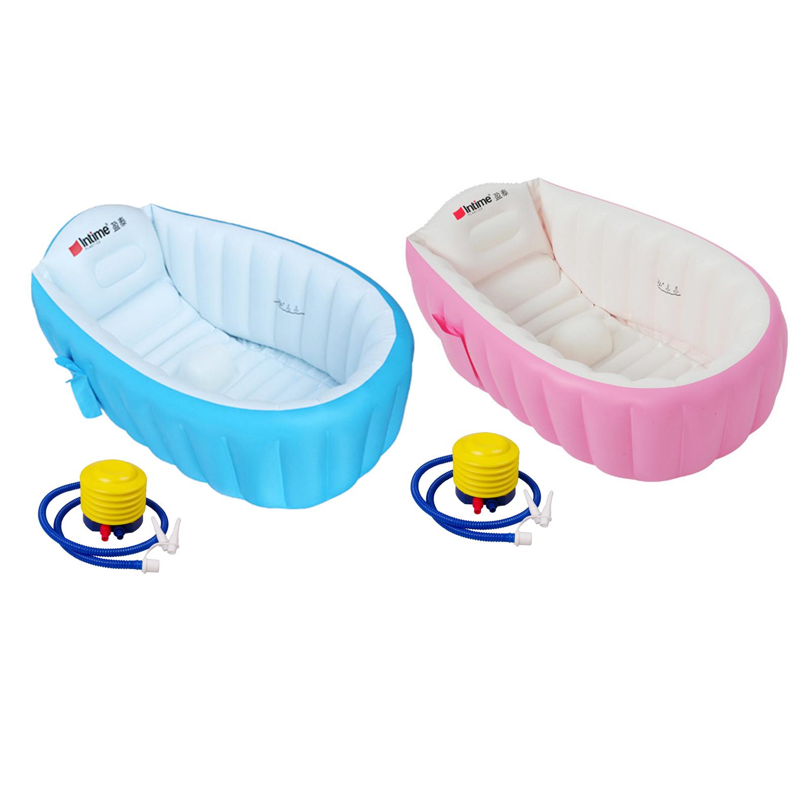 Inflatable Baby Bathtub with Air Pump with Water Level Foldable PVC Lightweight Inflatable Swimming Pool for Toddler Baby Home