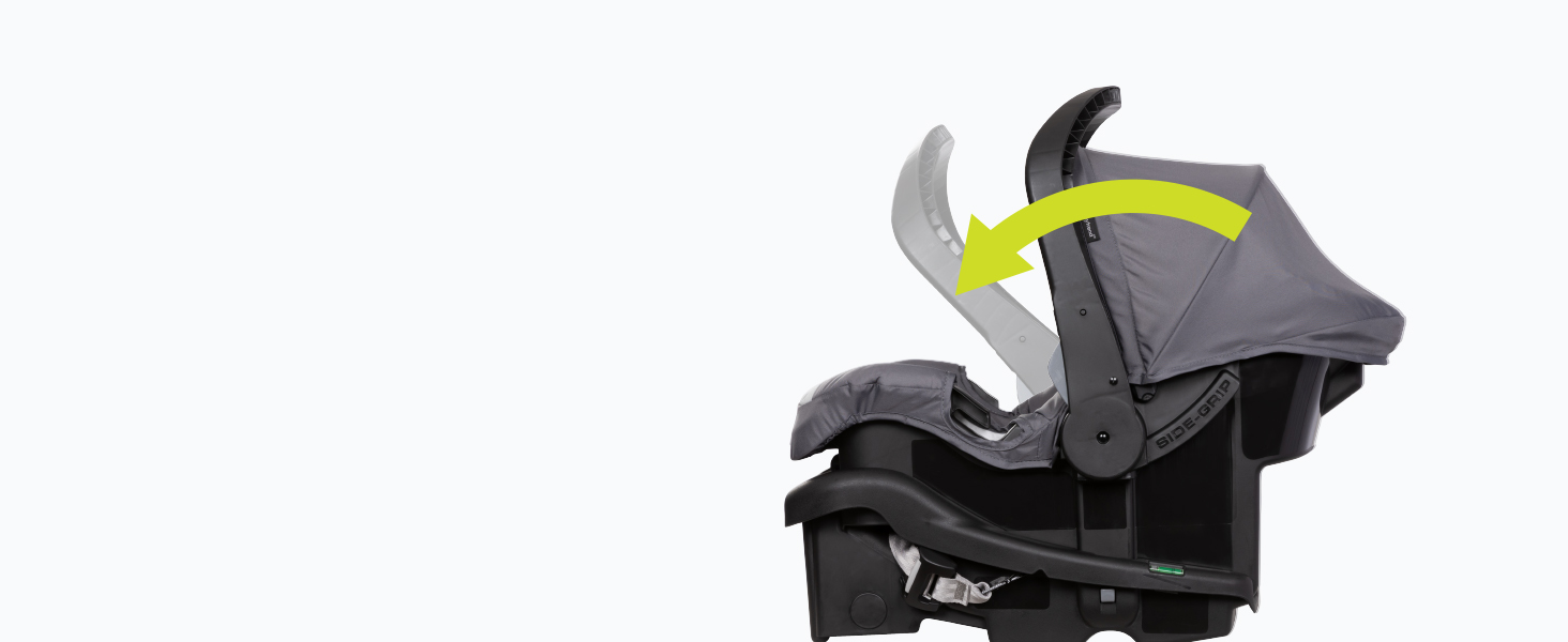 Infant Car Seat carrying handle acts as an anti-rebound bar when it is placed in forward position