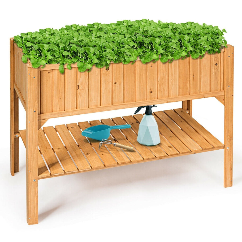 Raised Garden Bed Stand Elevated Wood Planter Box Shelf