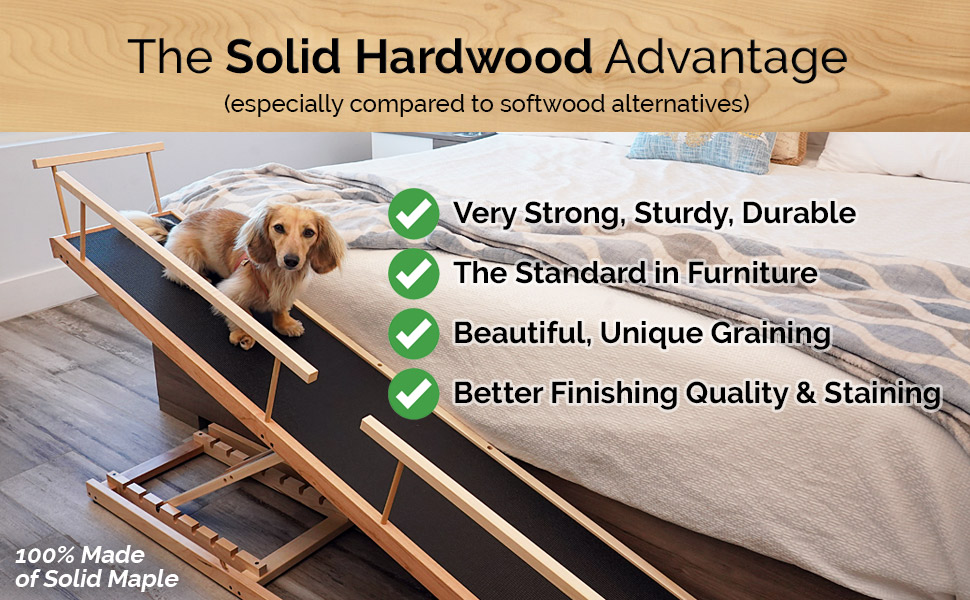 Solid hardwood dog ramp for beds advantage