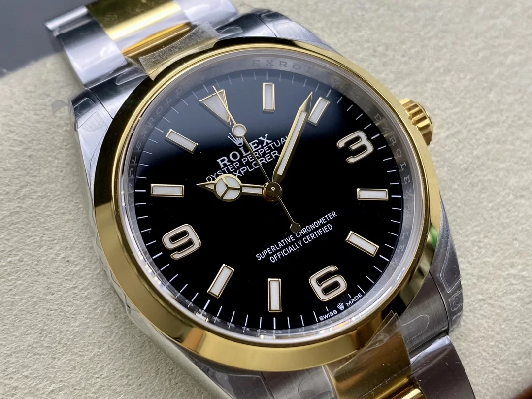 GYL Rolex Explorer 36mm Two-Tone Yellow Gold Black “3-6-9” Dial Smooth Bezel Oyster Bracelet (124273) 1:1 Super Clone – DD3230 Movement-GYL-GaiYalun