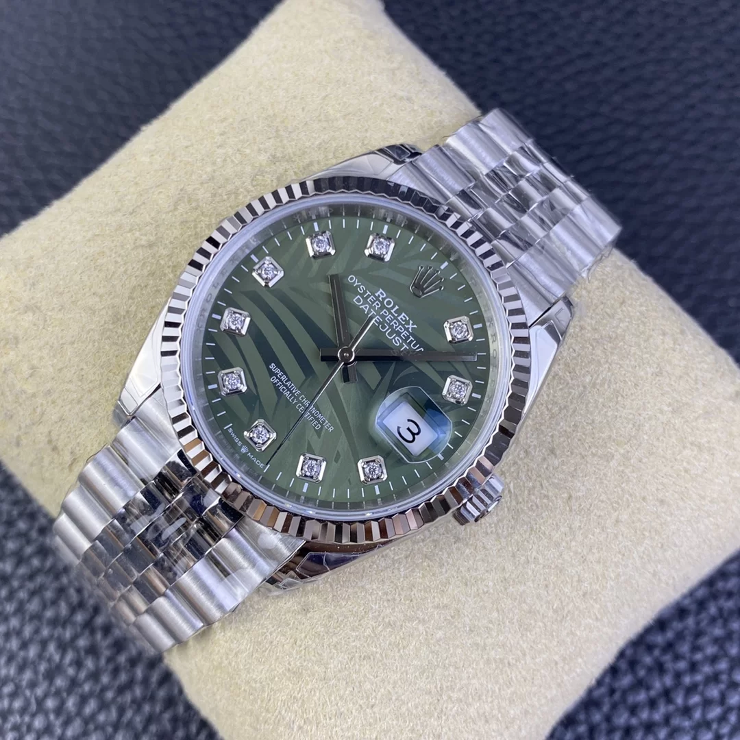 GYL Rolex Datejust 36mm Olive Green Palm Motif Diamond Dial Jubilee Bracelet (126234) 1:1 Super Clone – DD3235 Movement-GYL-GaiYalun