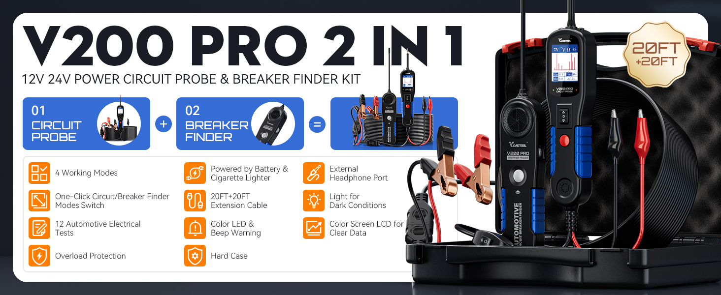 V200 Pro 2-in-1 power circuit probe tester breaker finder kit