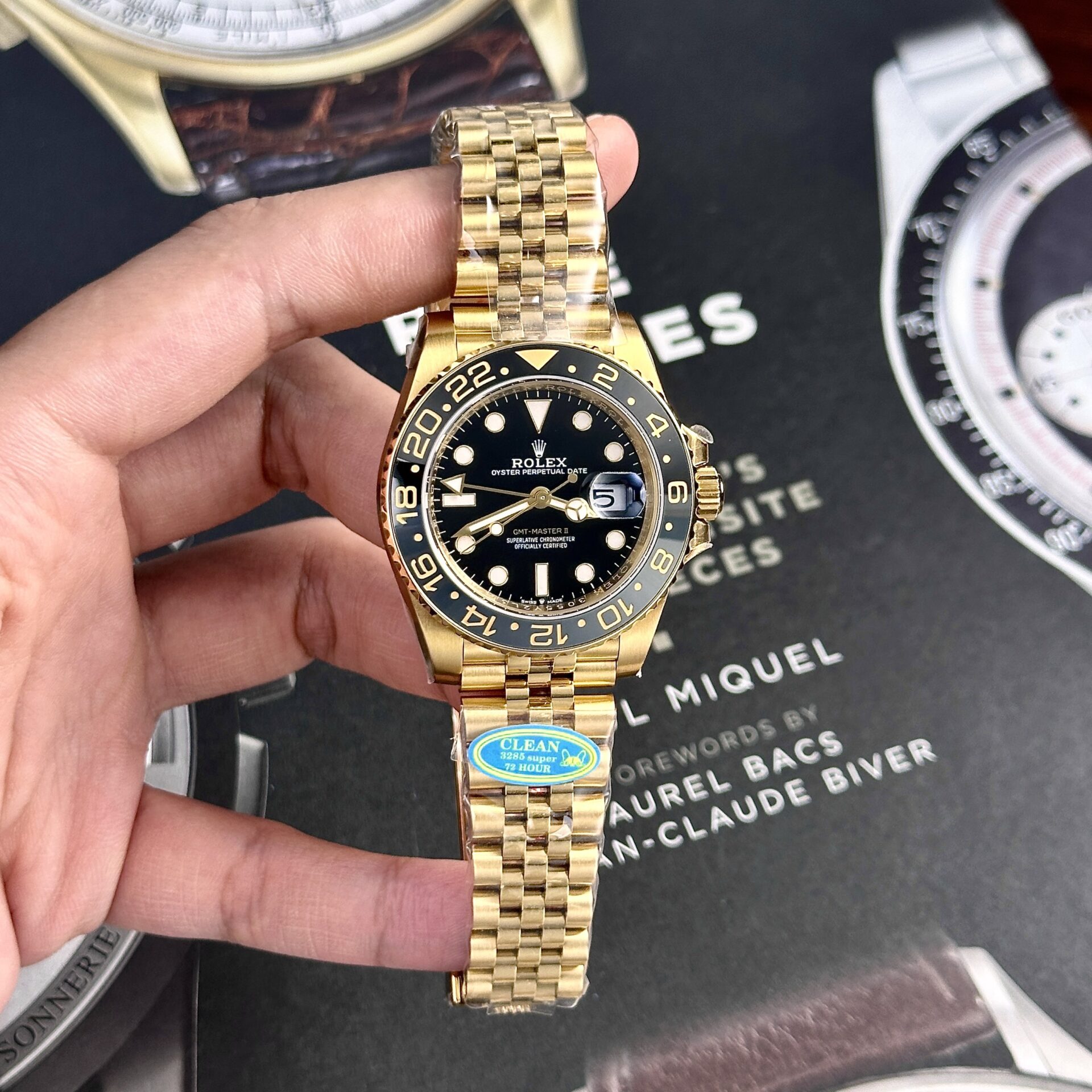 GYL Rolex GMT-Master II 126718GRNR-0001 Yellow Gold Black Dial Jubilee 11 Replica Clean Factory 40mm-GYL-GaiYalun
