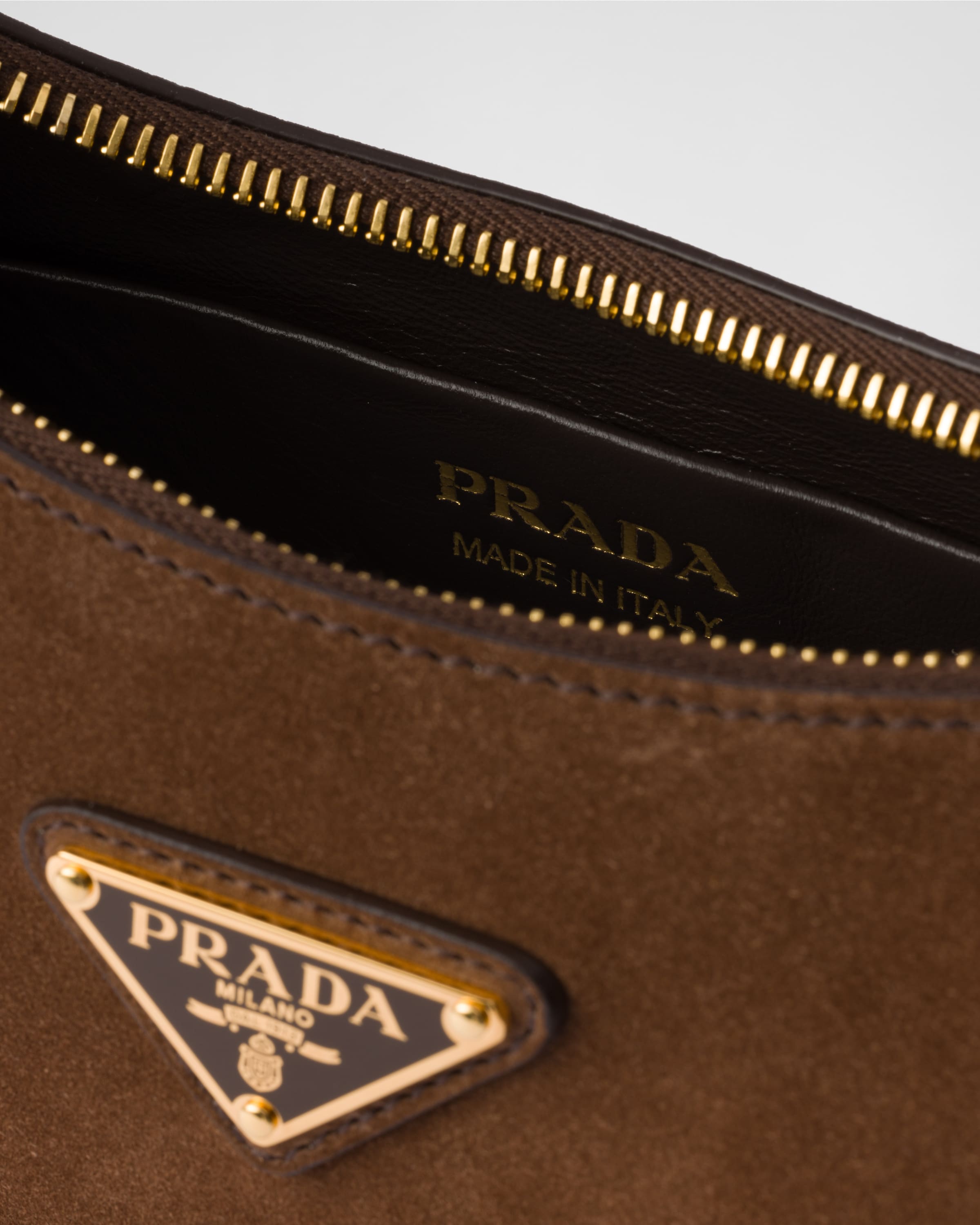 Prada Arqué suede shoulder bag