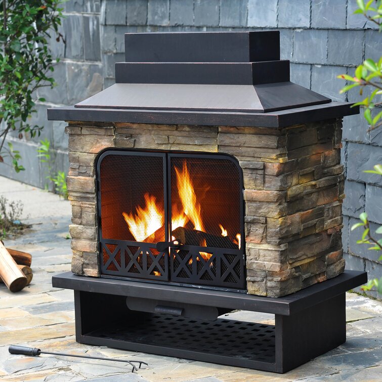Pirtle Steel Wood Burning Outdoor Fireplace