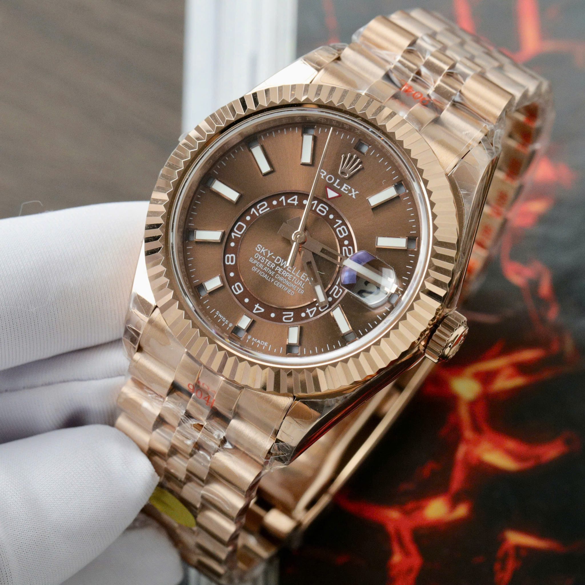 GYL Rolex Sky-Dweller 336935-0006 Rose Gold Chocolate Dial Jubilee Bracelet Best Replica 42mm-GYL-GaiYalun
